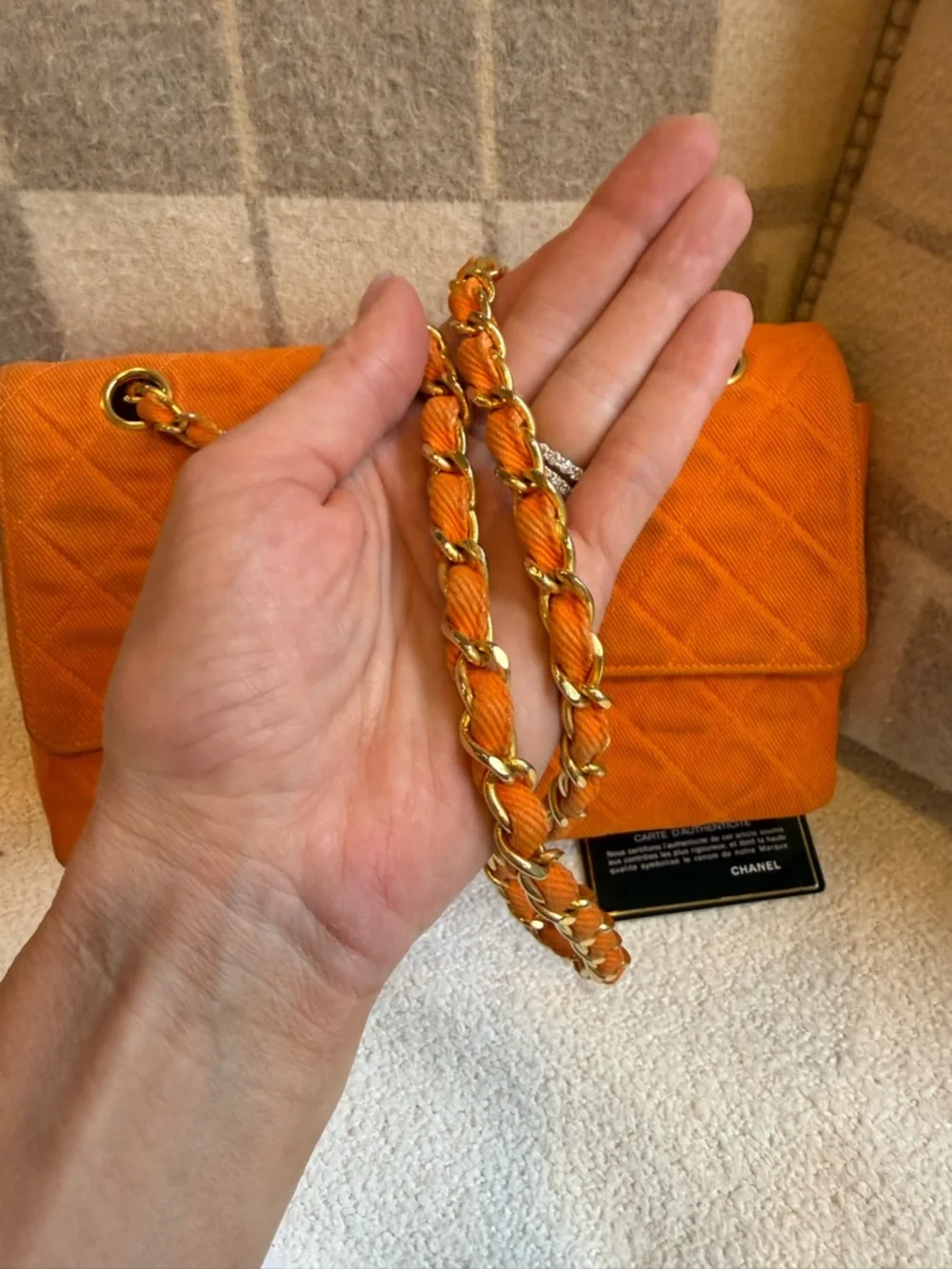 CHANEL Vintage Orange Denim Timeless Classic Medium Flap with 24K Gold Hardware - Picture 7 of 12